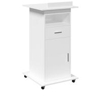 vidaXL Leggio con Ruote e Cassetto Bianco 55x55x107 cm in Multistrato