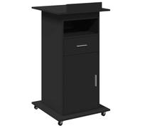 vidaXL Leggio con Ruote e Cassetto Nero 55x55x107 cm in Multistrato