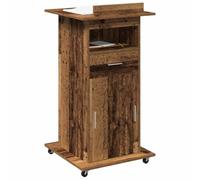 vidaXL Tavolo da lavoro Podio in legno riciclato con ruote e ampio spazio finitura strutturata