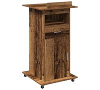 vidaXL Tavolo da lavoro rustico con ruote in solido legno riciclato, tavolo portatile con ampio spazio di archiviazione, perfetto per ufficio e artigianato, finitura strutturata, solo per interni