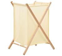 vidaXL Legno di Cedro Portabiancheria in Tessuto Beige 42x41x64 cm Cesto Panni