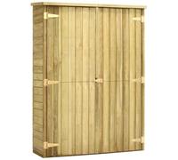 vidaXL Legno di Pino Impregnato Rimessa da Giardino Doppia Porta Casetta Attrezzi per Esterni Deposito Salvaspazio Capanno 123x50x171cm Naturale