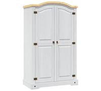 vidaXL Legno di Pino Messicano Armadio Corona Range 2 Ante Rustico Robusto Guardaroba con Ripiano Superiore e Barra Appendiabiti Arredi Casa Bianco