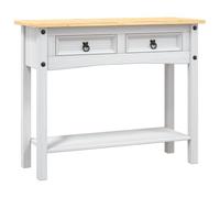 vidaXL Legno di Pino Messicano Tavolo Consolle Corona Range con Cassetti e Ripiano Inferiore Robusto Rustico Elegante Pratico Tavolino Laterale Bianco