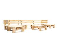 vidaXL Legno di Pino Set Divani da Giardino su Pallet 6 pz Rustico Robusto Sofa Seduta Esterni Ottomana Interni Esterni Tavolino Colore Naturale