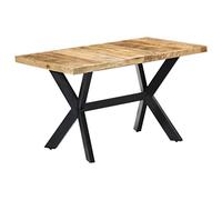 vidaXL Legno Massello di Mango Grezzo Tavolo da Pranzo Minimalista Industriale Robusto Arredo Cucina Gambe in Acciaio Verniciato 140x70x75 cm