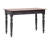 vidaXL Legno Massello di Mogano Stile retrò Lavorato a Mano Scrivania con 3 Cassetti Robusta Elegante Scrittoio Tavolo Consolle Marrone Anticato