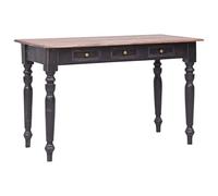 vidaXL Legno Massello di Mogano Stile retrò Lavorato a Mano Scrivania con 3 Cassetti Robusta Elegante Scrittoio Tavolo Consolle Marrone Anticato