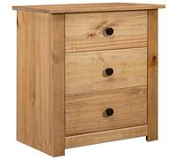 vidaXL Legno Massello di Pino Comodino Panama Range Mobiletto con 3 Cassetti Elegante Robusto Stabile Armadietto Cassettiera Naturale