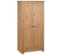 vidaXL Legno Massello di Pino Panama Range Armadio a 2 Ante Ampio Compatto con Ripiani Appendiabiti Guardaroba 80x50x171,5 cm cm Colore Naturale