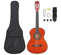 vidaXL Legno Massello di Tiglio Set Chitarra Classica per Principianti 8 pz 3/4 con Plettri Corde Accordatore Strumento Musicale 36"