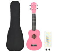 vidaXL Ukulele Soprano Legno massello di tiglio Set con borsa e plettri Rosa 21"
