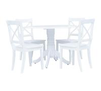 VIDAXL - Legno Massello Hevea Set da pranzo 5 Pezzi Bianco Lucidato Tavolo e Sedie
