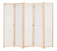 vidaXL Paravento a 5 Pannelli Crema 200x170x4 cm in Tessuto