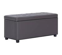 vidaXL Legno Pino/Pioppo Cassapanca Grigia in Similpelle Pouf Panchina Cassa