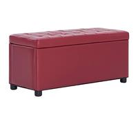 vidaXL Legno Pino/Pioppo Cassapanca Rosso Vino Similpelle Pouf Panchina Cassa