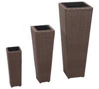 vidaXL Letti Rialzati da Giardino 3 pz in Polyrattan Marrone