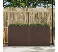 vidaXL Letti Rialzati da Giardino con 4 Vasi 2 pz Polyrattan Marrone