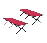 vidaXL Letti Sole Pieghevoli 2 pz con Borsa da Trasporto Rosso Tessuto Oxford 600D