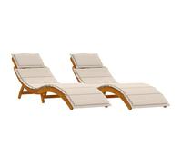 vidaXL Lettini con Cuscini 2 pz Bianco Crema in Legno Massello di Acacia