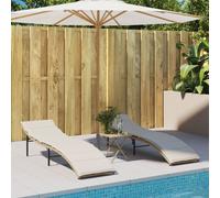 vidaXL Lettini Prendisole 2 pz con Cuscini Beige in Polyrattan