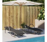 vidaXL Lettini Prendisole 2 pz con Cuscini Grigio Chiaro in Polyrattan