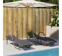 vidaXL Lettini Prendisole 2 pz con Cuscini Grigio in Polyrattan