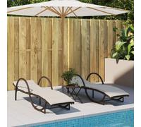 vidaXL Lettini Prendisole 2 pz con Cuscini Marrone in Polyrattan