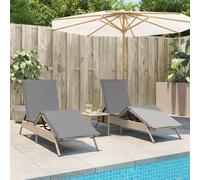 vidaXL Lettini Prendisole 2 pz con Tavolino Beige in Polyrattan