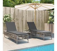 vidaXL Lettini Prendisole 2 pz con Tavolino Grigio in Polyrattan