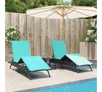 vidaXL Lettini Prendisole 2 pz con Tavolino Nero in Polyrattan
