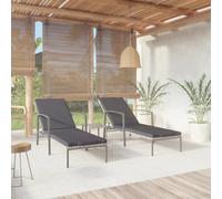 vidaXL Lettini Prendisole 2 pz con Tavolo in Polyrattan Grigio