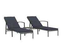 AX 2 Lettini Prendisole Tavolo 2Cuscini Grigio 195x60x53-95cm + Giardino 317639