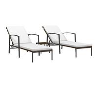 AX 2 Lettini Prendisole 2Cuscini Crema 195x60x53-95cm Polyrattan Tavolo + 317637
