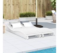 vidaXL Lettini Prendisole 2pz Bianchi 205x60x31,5 Legno Massello Pino