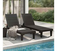 Lettini Prendisole 2pz Neri 155x58x83 cm in Polipropilene