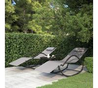 vidaXL Lettini Prendisole a Dondolo 2 pz in Acciaio e Textilene Grigio