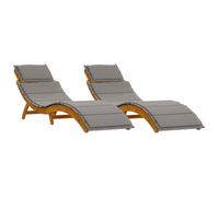 vidaXL Lettini prendisole con cuscini 2 pezzi Grigio scuro Legno di acacia massello