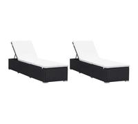 AX 2 Lettini Prendisole Cuscino 195x60x31cm Polyrattan Crema Giardino New 277088