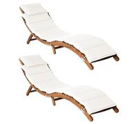 vidaXL Lettini Prendisole con Cuscini 2pz Bianco Crema Massello Acacia