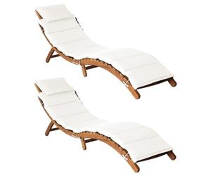 vidaXL Lettini Prendisole con Cuscini 2pz Bianco Crema Massello Acacia