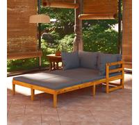 vidaXL Lettini Prendisole con Cuscini Grigio Scuro 2 pz Legno d'Acacia