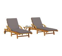 vidaXL Lettini Prendisole con Tavolino 2pz in Legno Massello di Acacia