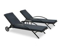 VIDAXL - Lettini Prendisole con Tavolino in Polyrattan Antracite