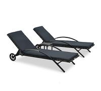 vidaXL Lettini Prendisole con Tavolino in Polyrattan Antracite
