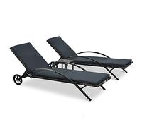 vidaXL Lettini Prendisole con Tavolino in Polyrattan Antracite