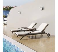 vidaXL Lettino Prendisole 3 pz in Polirattan Marrone Sdraio Giardino Spiaggia