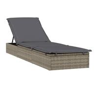 vidaXL Lettino 1 pz con Cuscino Grigio 201x55x62 cm in Polyrattan