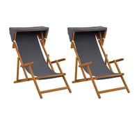 vidaXL Lettino 2 pcs 3 Posizione Legno di Eucalipto Massello Grigio