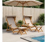 vidaXL Lettino 4 pcs 3 Posizione Legno di Eucalipto Massello Beige
